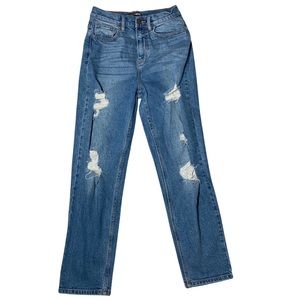 Fashion Nova Denim SZ 7 distressed medium wash